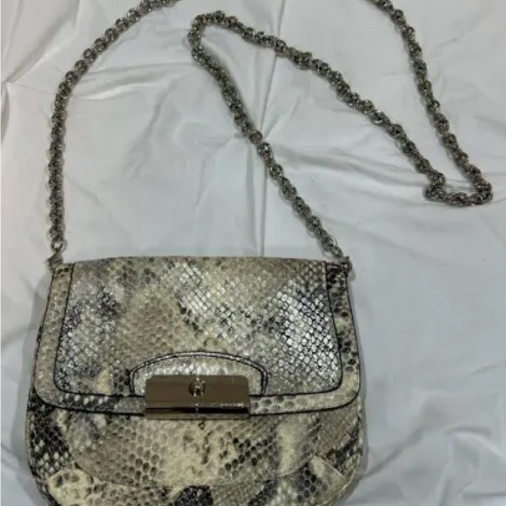 Coach Snake Print Crossbody Bag with Chain Strap